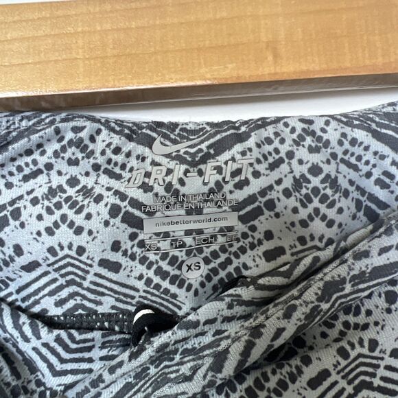 Nike Dri Fit Cropped Running Leggings Geometric Pattern Gray Neon Size XS - Picture 3 of 5